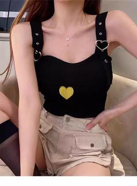 黑色别致内搭打底衫抹胸吊带背心女夏季外穿无袖美背露肩甜辣上衣