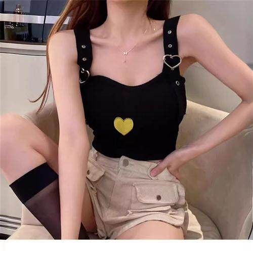 黑色别致内搭打底衫抹胸吊带背心女夏季外穿无袖美背露肩甜辣上衣