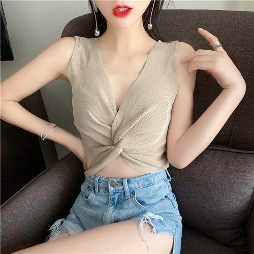 设计感洋气吊带背心女夏外穿小心机性感露背打底针织衫气质上衣