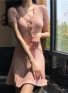 小香风修身超仙女夏季新款复古桔梗气质显瘦甜美夏款连衣裙潮