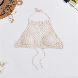 泳装 波西米亚风泳衣性感刺绣文胸系带上衣短款 女装 时尚 夏季