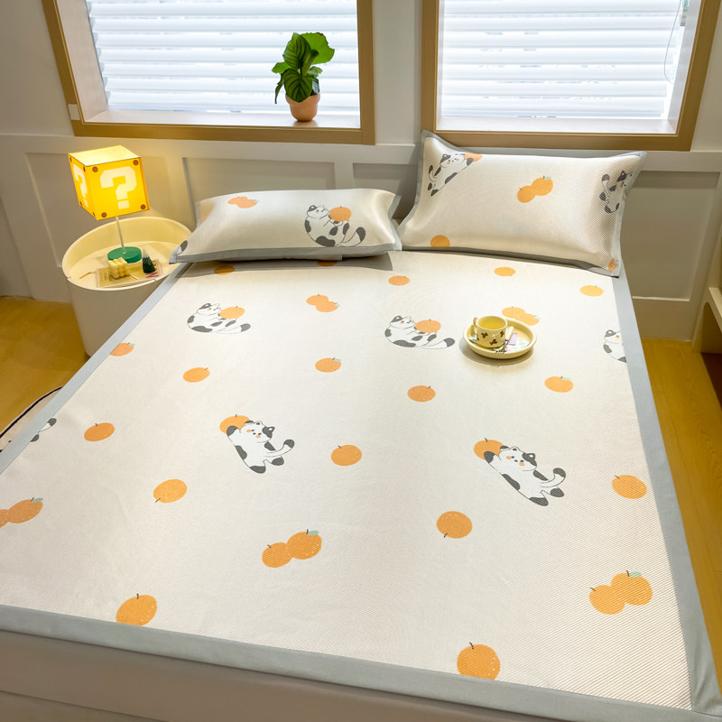 冰丝凉席0.9米床卡通儿童席1.2米小清新可折叠机洗水洗冰丝席子