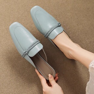 巨舒服~超软小羊皮~绝美包头拖鞋女夏外穿2025新款真皮平底凉拖鞋