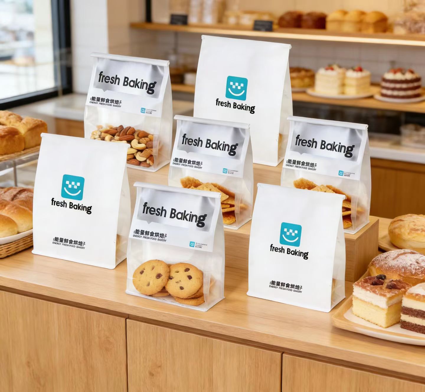 烘焙包装袋牛皮纸袋自封自立袋能点心包装盒/包装袋/