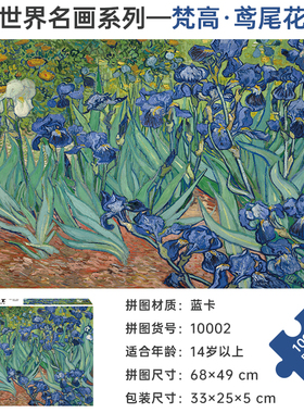 密匙AKEY拼图成年人梵高 鸢尾花1000片新款现货益智高难度