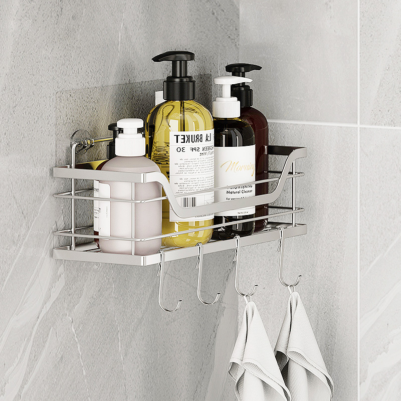 304不锈钢卫生间免打孔置物架洗漱台洗手淋浴间厨房收纳壁挂式篮