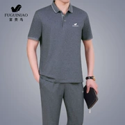 Rich Bird nam cotton trung niên thể thao phù hợp với trung niên kích thước lớn lỏng lẻo tay ngắn mùa hè - Bộ đồ