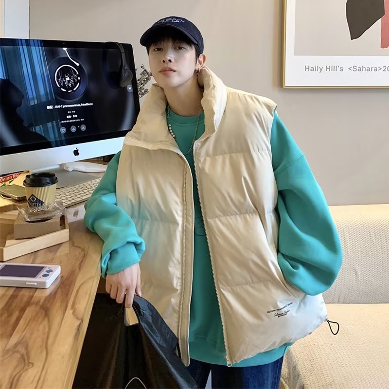 日系面包服棉衣马甲男士冬季韩版潮流痞帅气宽松百搭立领无袖外套