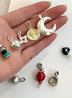 S925纯银许愿塔串珠吊坠项链女新款爱心项坠小众设计感毛衣链配饰