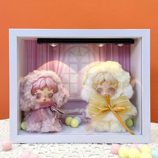 泡泡玛特拉布布光织园SP哭娃通用展示盒搪胶盲盒毛绒收藏收纳相框