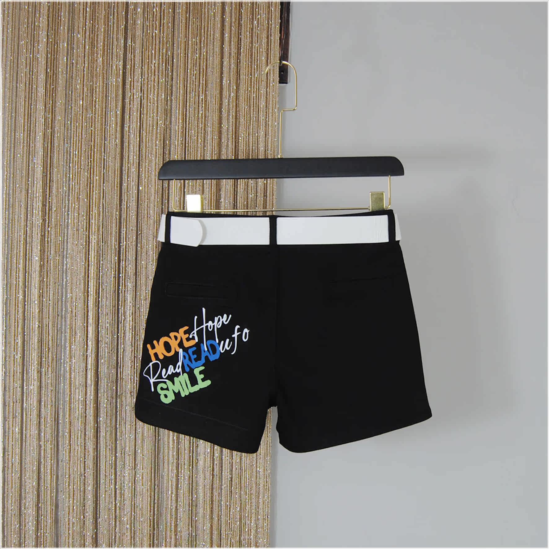 2022夏季新款时尚高腰显瘦印花字母侧开叉弹力直筒牛仔短裤女热裤,女装/女士精品,休闲裤,淘宝优惠券,粉丝福利购,淘宝优惠卷