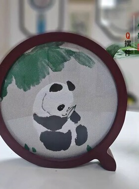 四川蜀锦纪念品成都特色摆件熊猫非遗摆台中国风礼品伴手礼送老外