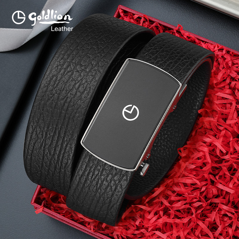 【不锈钢】金利来皮带男真皮新款时尚自动扣腰带商务休闲牛皮裤带