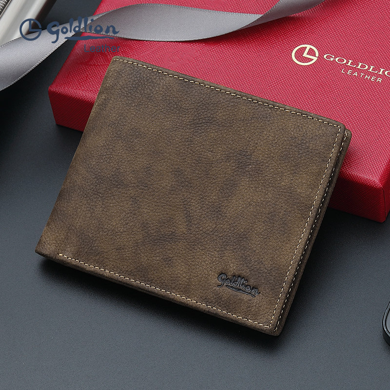 金利来钱包男短款真皮2023新款头层牛皮横款皮夹商务休闲男式钱夹