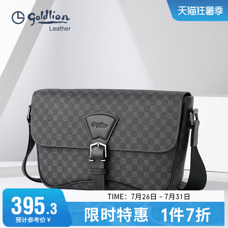 金利来新款单肩包男潮流休闲斜挎包青年欧美时尚轻奢印花男式包包
