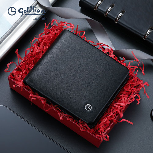 横款皮夹子头层牛皮男式钱夹