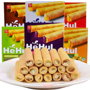 和惠夹心蛋卷120g巧克力味香草抹茶椰子榴莲紫薯办公点心零食