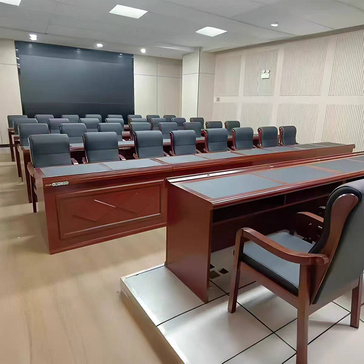 长条会议桌油漆条形桌小型红色礼堂桌会议室长条桌主席台桌椅组合