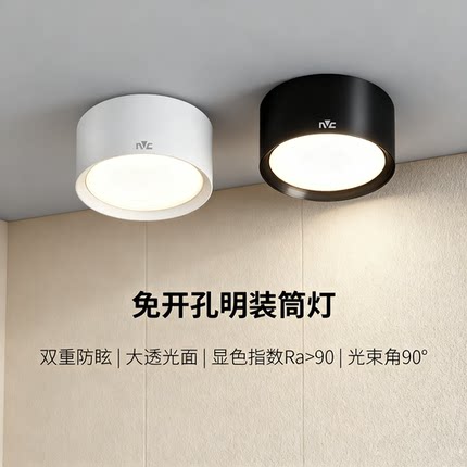 雷士照明led筒灯防雾孔灯客厅过道灯服装店走廊家用吊顶明装筒灯