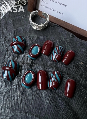 HESASA|小众设计师纯INS风手绘美甲【安可拉红】显白纯手工穿戴甲