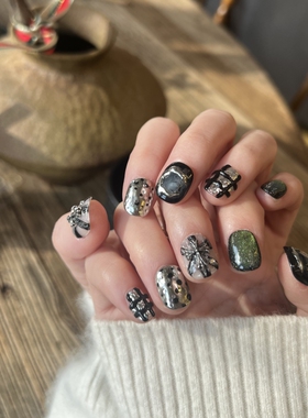 HESASA暗黑洛丽塔系列短款显白美甲【礼物】复古金属纯手工穿戴甲