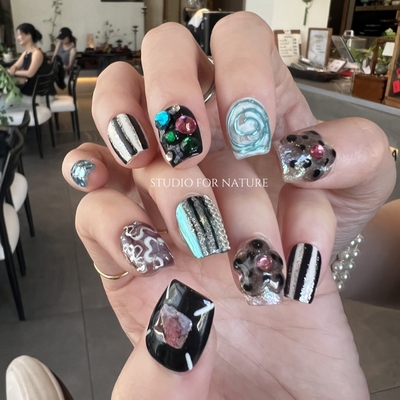 HESASA|原创设计小众彩钻链条Y2K短款美甲【塔洛伊】纯手工穿戴甲