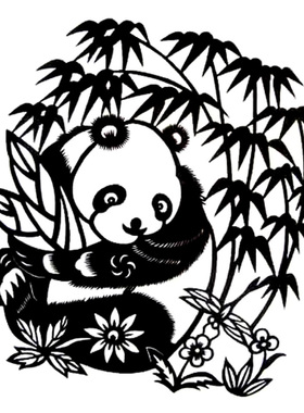 丽豪A3/A4手工成品剪纸窗花熊猫