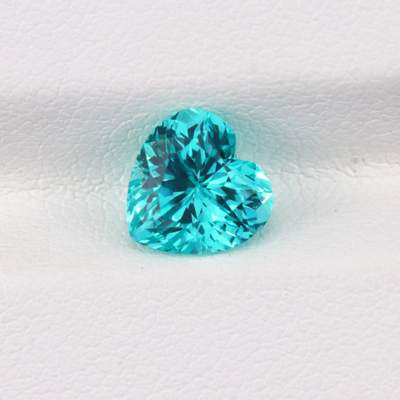 提拉法培育彩宝爱心形帕拉伊巴蓝色宝石心形戒指戒面人工培育裸石