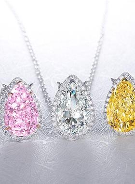 18K镶嵌培育粉钻项链高级珠宝首饰女款轻奢经典百搭S925银锁骨链