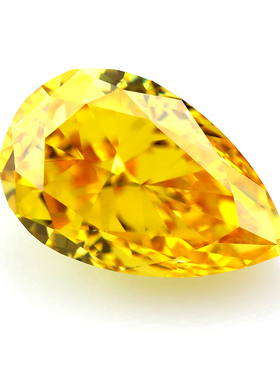 高精切金黄色水滴形人工宝石 梨形冰花切裸石 黄钻色戒指首饰配件