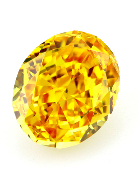 蛋形金黄色冰花切人工培育宝石 椭圆形高精切钻石戒指首饰DIY裸石