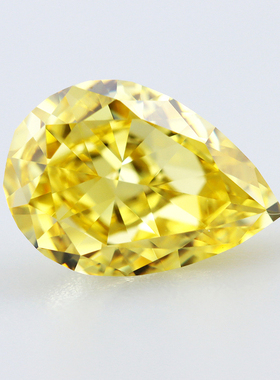 梨形冰花切人工宝石 水滴形高精切鹅黄色裸石 黄钻色戒指首饰配件
