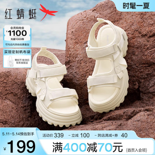 新款 红蜻蜓厚底运动凉鞋 子 女2024夏季 女鞋 户外休闲增高沙滩鞋 时尚