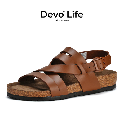 Devo/的沃软木凉鞋女夏季外穿时尚休闲博肯黑色罗马勃肯鞋24099W
