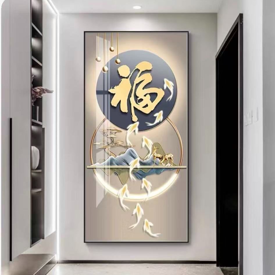 现代轻奢玄关装饰画入户正对门寓现代装饰画