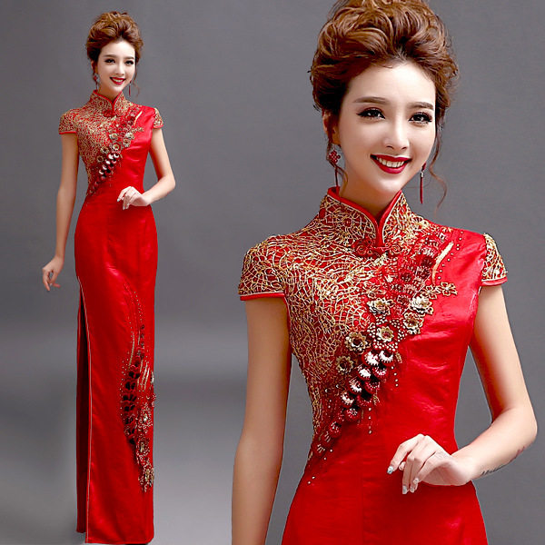 2026新款中式红色短袖新娘婚礼结婚敬酒服礼服旗袍演出服走秀女装