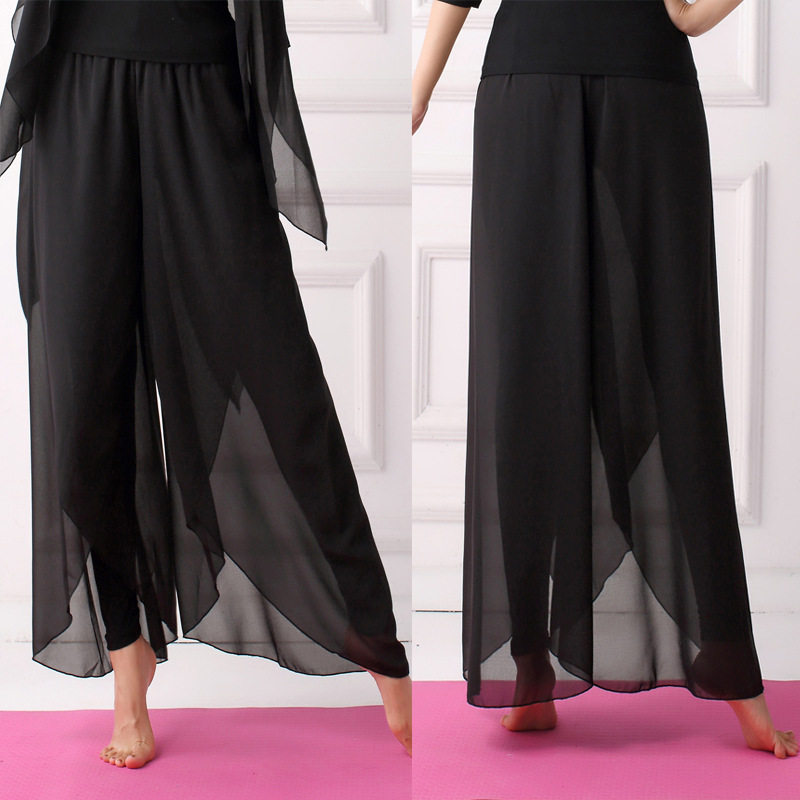 奈斯瑜舞韵瑜珈裤舞韵微喇纱裤雪纺舞蹈裤健身服女飘逸团体表演服