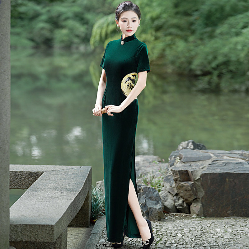 走秀旗袍长款2026款演出服气质优雅中国风礼仪旗袍舞台服凤凰于飞