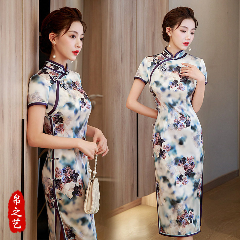 旗袍女2026新款春夏季桑蚕丝气质显瘦改良版连衣裙中国风改良礼服