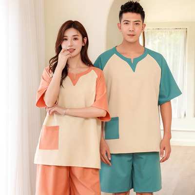 2024新款高档男大码休闲汗蒸服女洗浴中心浴服套装睡眠家居服养生