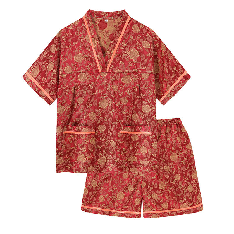 汗蒸服棉质提花女大码睡衣情侣款男足疗桑拿服按摩汗蒸衣服民族风
