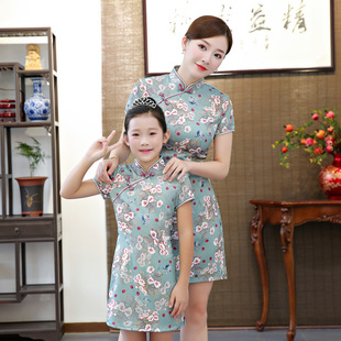 旗袍亲子套装2026新款潮春夏母女装连衣裙改良民族中国风裙子妈妈