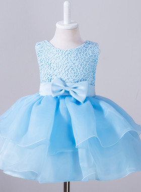 外贸女童礼服网纱蓬蓬裙紫色蕾丝周岁满月连衣裙0-2岁baby dress