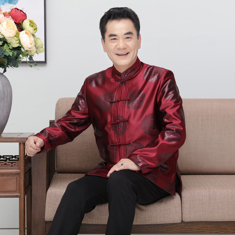 2026春新款秋冬福字男式唐装中国风中老年服改良唐装春款上衣时尚