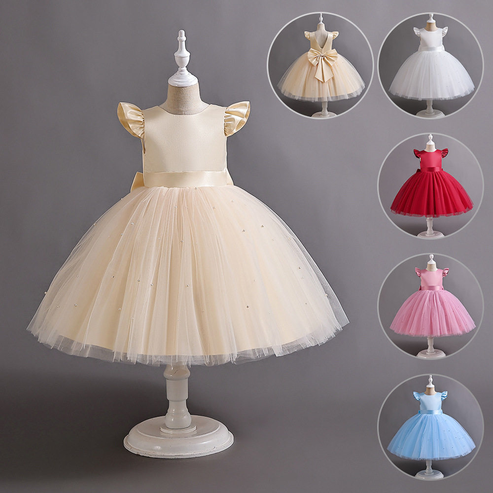 女童公主裙儿童礼服花童蝴蝶结蓬蓬裙演出独立站小女孩日常连衣裙