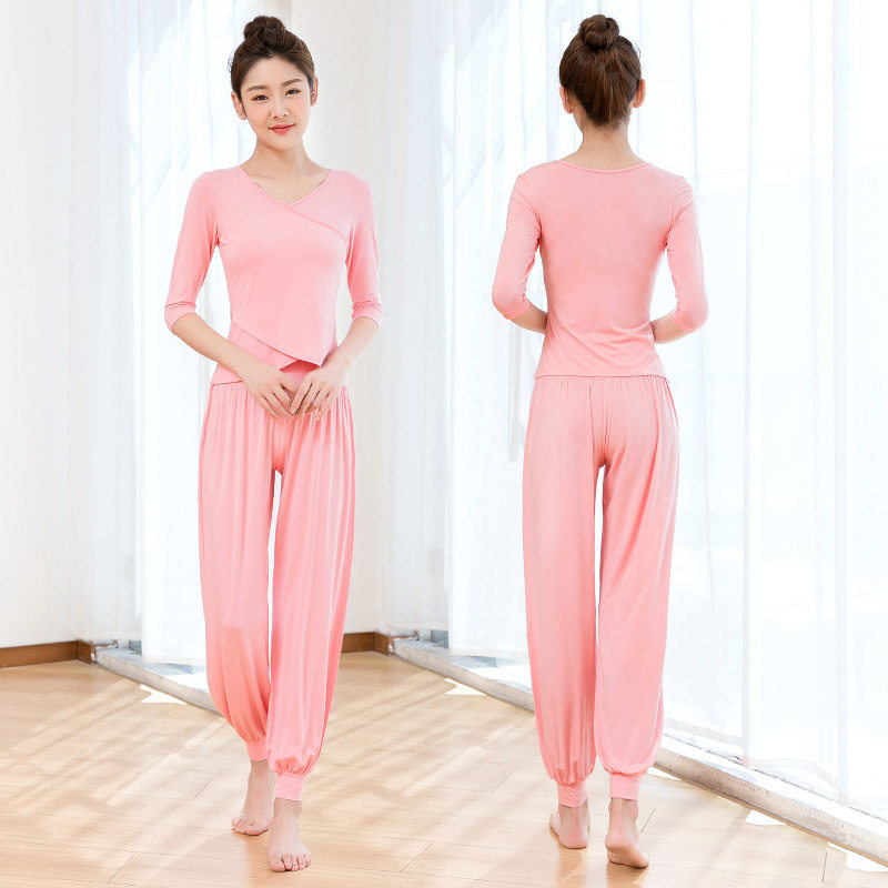 2026春夏秋新款韩国瑜伽服套装灯笼裤宽松运动服健身服女士莫代尔