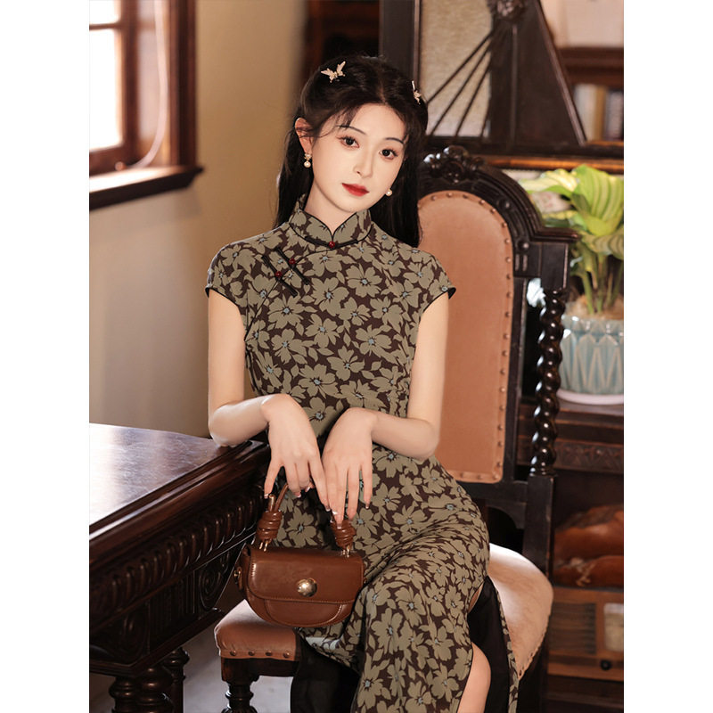 花旗袍2026新款改良年轻款复古民国风老上海高端气质优雅夏季长款