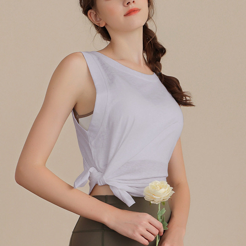 SNOWFLAKE COTTON LOOSE SPORTS VEST WOMENS RUNNING LONG BLOUSE FITNESS BREATHABLE PILATES YOGA SLEEVELESS TOP