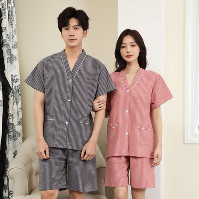新款艾灸服前后开扣情侣汗蒸服男女款桑拿服套装酒店浴服洗浴浴衣