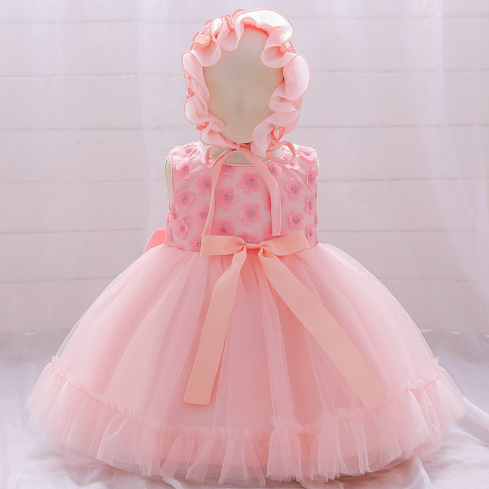 2026欧洲洗礼服花童婚礼小女孩礼服连衣带帽子礼服两件套装dress